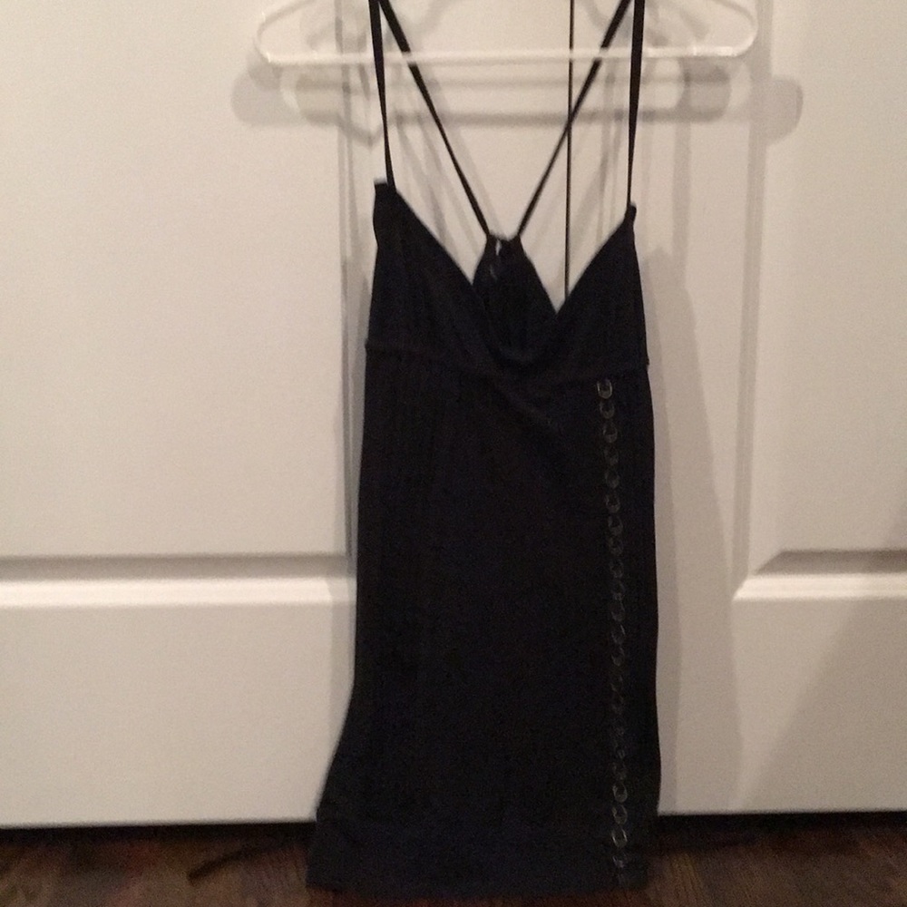 Long tank with gold circles and ribbons